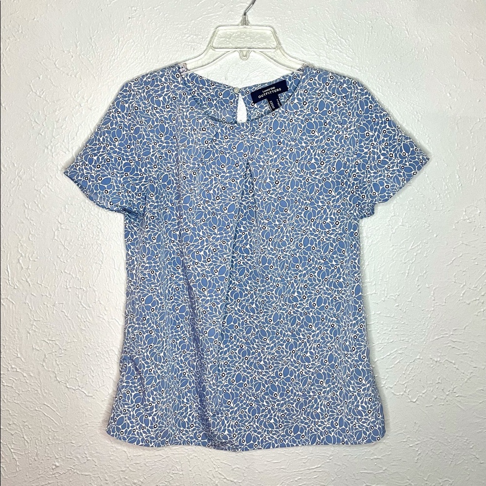 Lands End Chase Bank Leaf Print Blouse